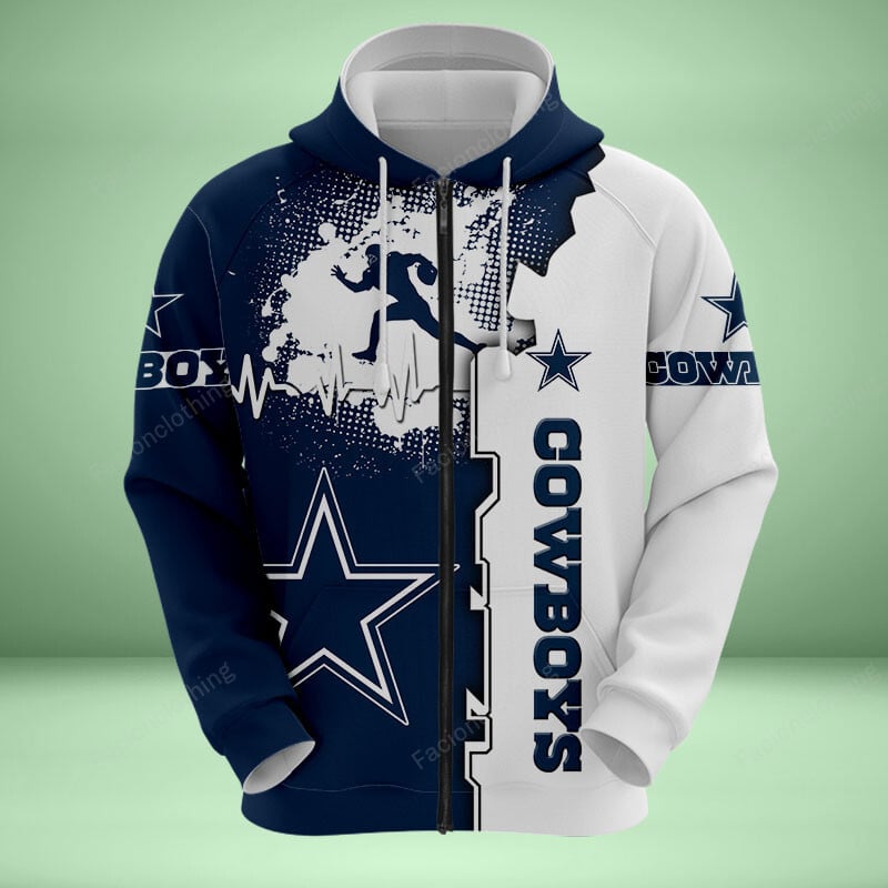 Sportswearmerch Dallas Cowboys NFL Personalized Zip Hoodie For Fan