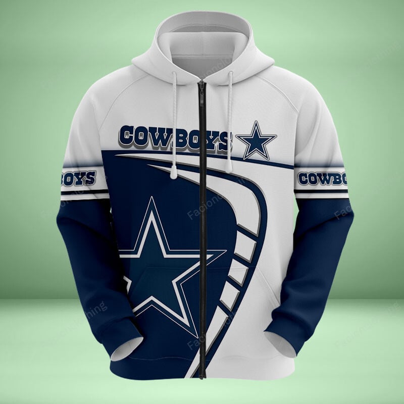 Sportswearmerch Dallas Cowboys NFL Personalized Zip Hoodie For Fan