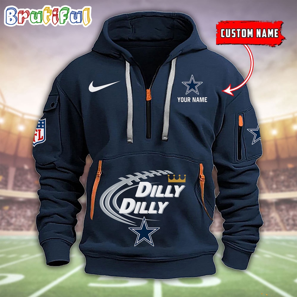 Sportswearmerch Dallas Dallas Cowboys NFL Dilly Dilly Football Half Zip Hoodie For Fan