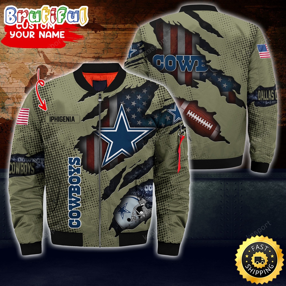 Sportswearmerch Dallas Dallas Cowboys NFL x Iconic Bomber Look Personalized Bomber Jacket For Fan