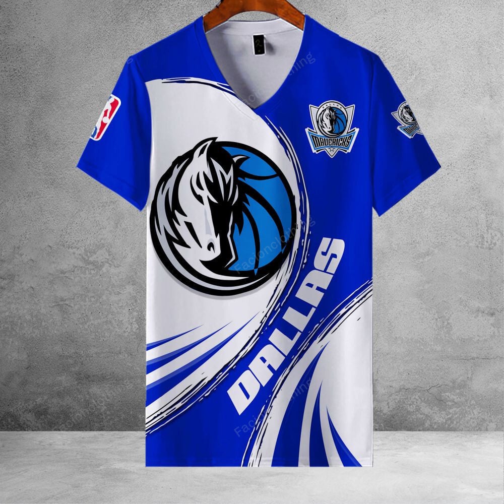 Sportswearmerch Dallas Mavericks NBA Personalized V-neck Women T-shirt For Fan