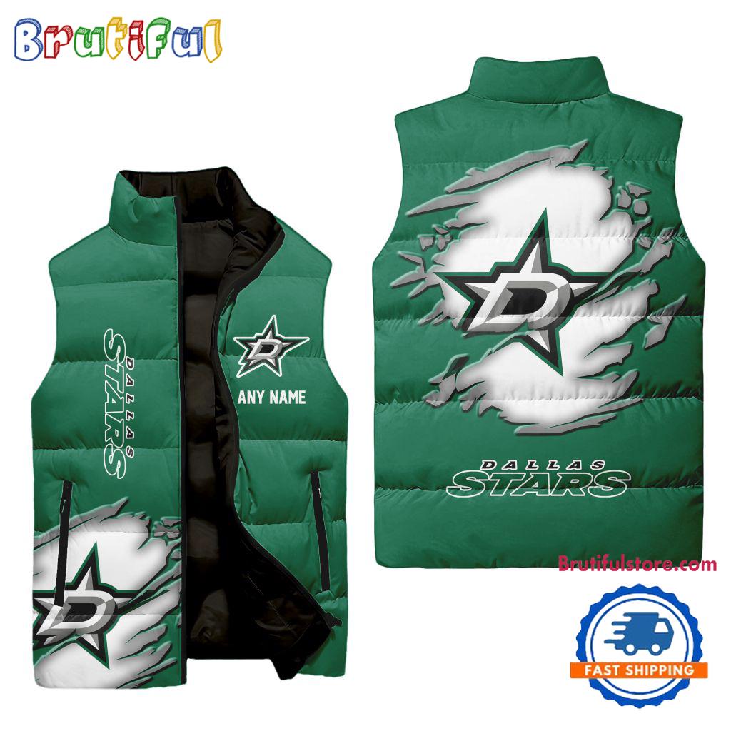Sportswearmerch Dallas Stars NHL Personalized Sleeveless Puffer Jacket For Fan