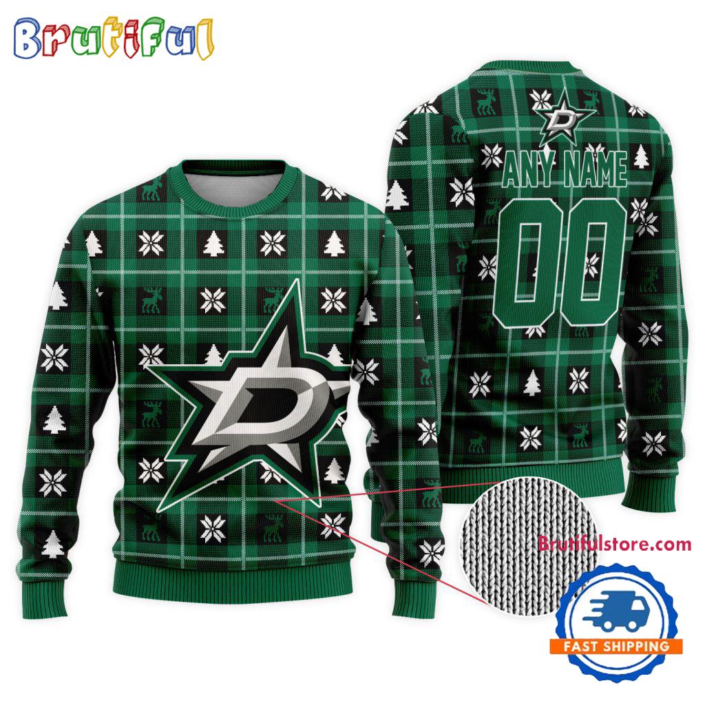 Sportswearmerch Dallas Stars NHL Personalized Snow Tree Ugly Christmas Sweater For Fan