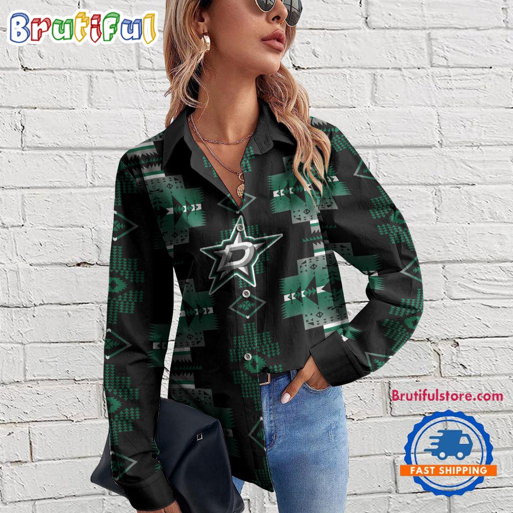 Sportswearmerch Dallas Stars NHL Special Native American Women's Casual Shirt For Fan