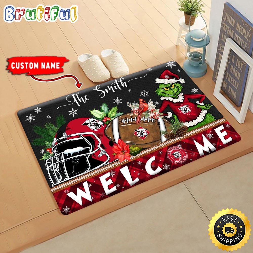Sportswearmerch Davidson Wildcats NCAA Grinch Christmas Doormat For Fan
