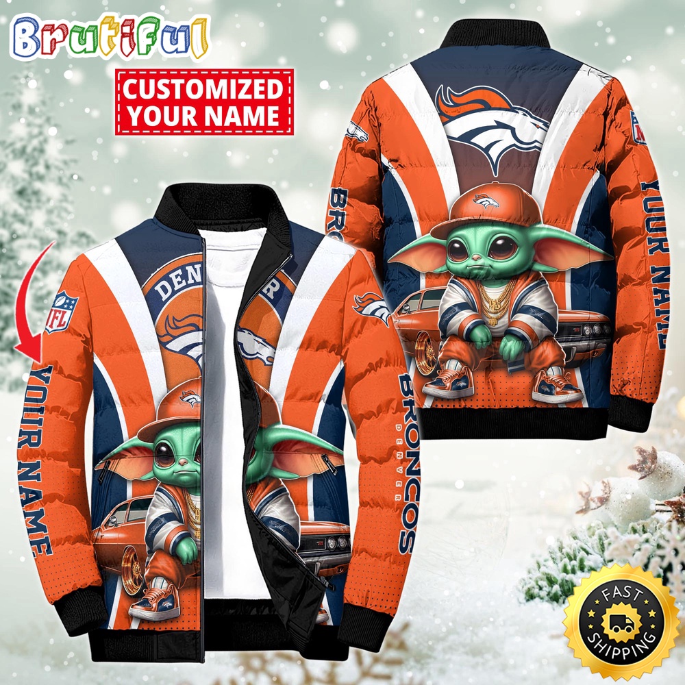 Sportswearmerch Denver Broncos NFL Baby Yoda Puffer Jacket For Fan