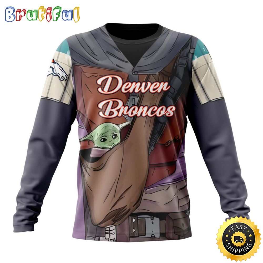 Sportswearmerch Denver Broncos NFL Crewneck Mandalorian And Baby Yoda Personalized Sweater For Fan