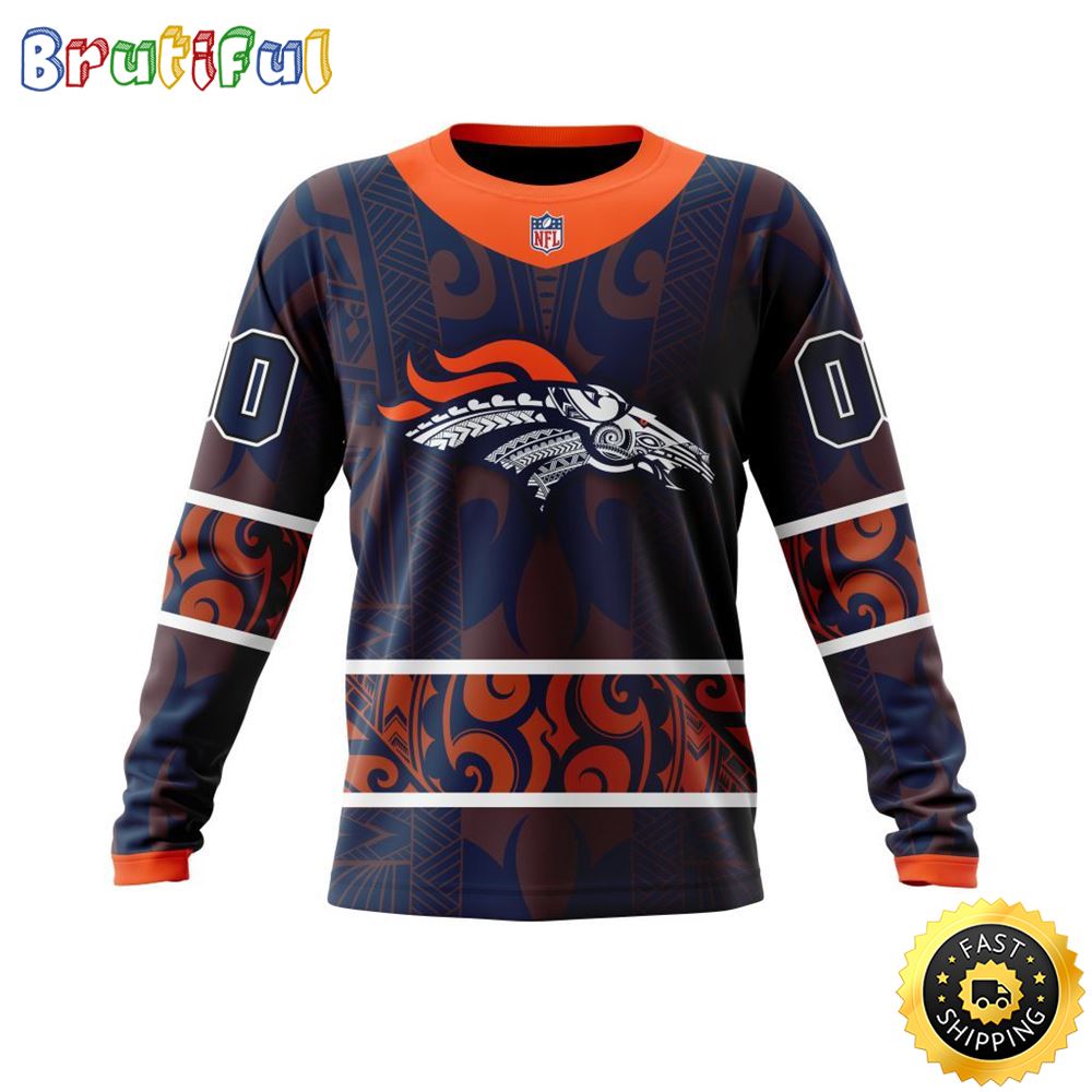 Sportswearmerch Denver Broncos NFL Crewneck Native With Samoa Culture Personalized Sweater For Fan