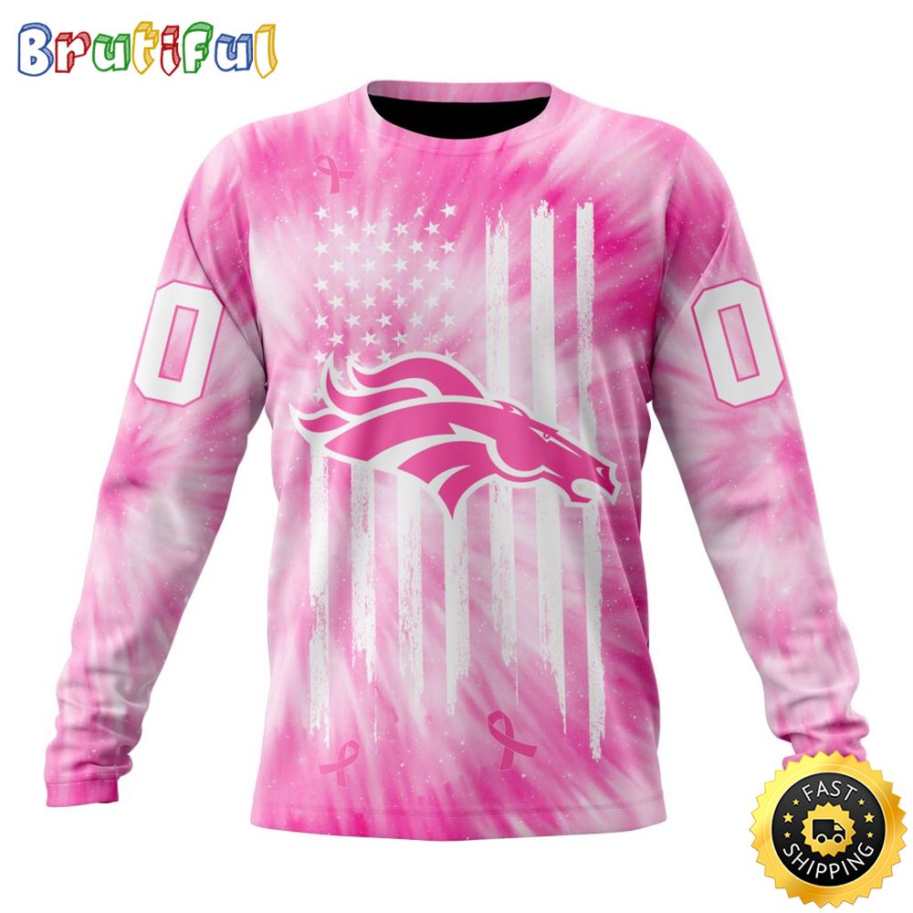 Sportswearmerch Denver Broncos NFL Crewneck Pink Tie-Dye Personalized Sweater For Fan