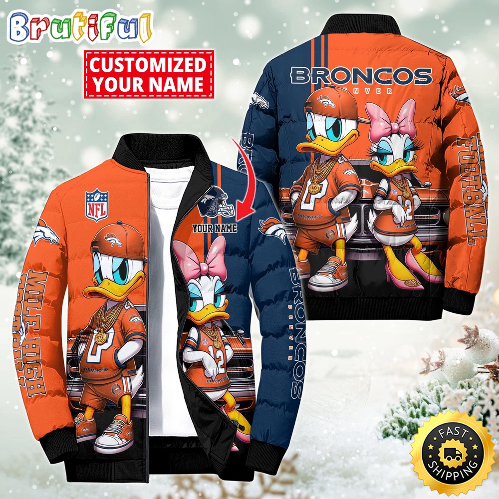 Sportswearmerch Denver Broncos NFL Donald Duck Puffer Jacket For Fan