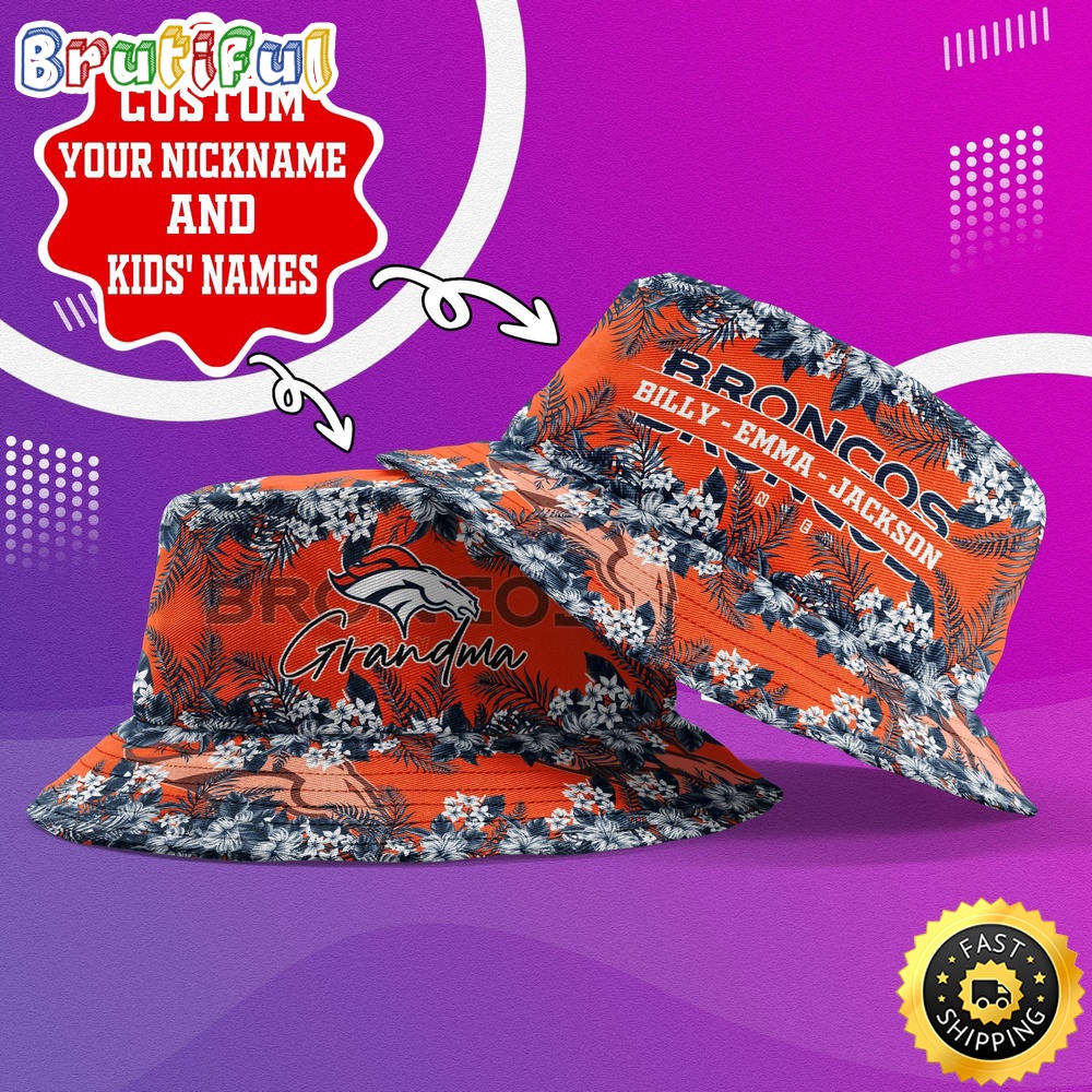 Sportswearmerch Denver Broncos NFL Floral Pattern Personalized Bucket Hat For Fan