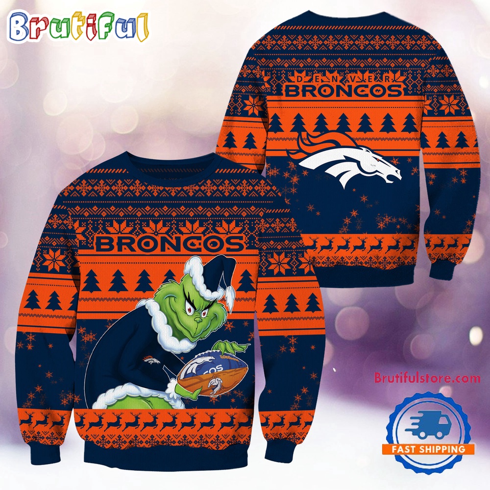 Sportswearmerch Denver Broncos NFL Football Grinch Christmas Sweater For Fan