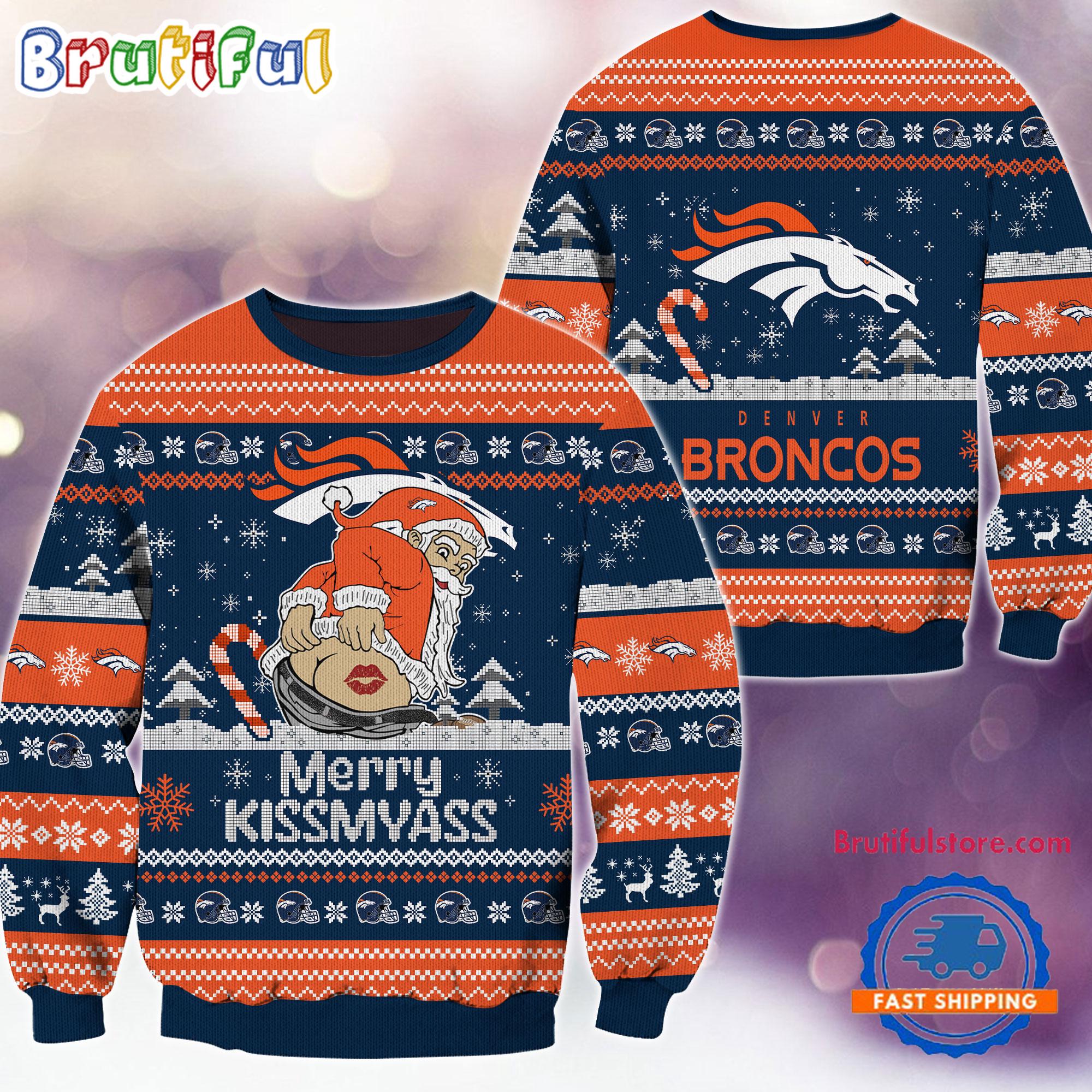 Sportswearmerch Denver Broncos NFL Funny Santa Claus Christmas Sweater For Fan