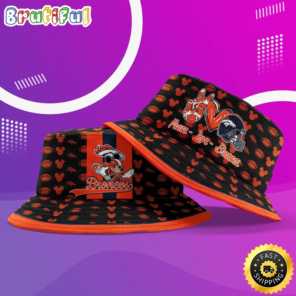 Sportswearmerch Denver Broncos NFL Mickey Mouse Personalized Bucket Hat For Fan