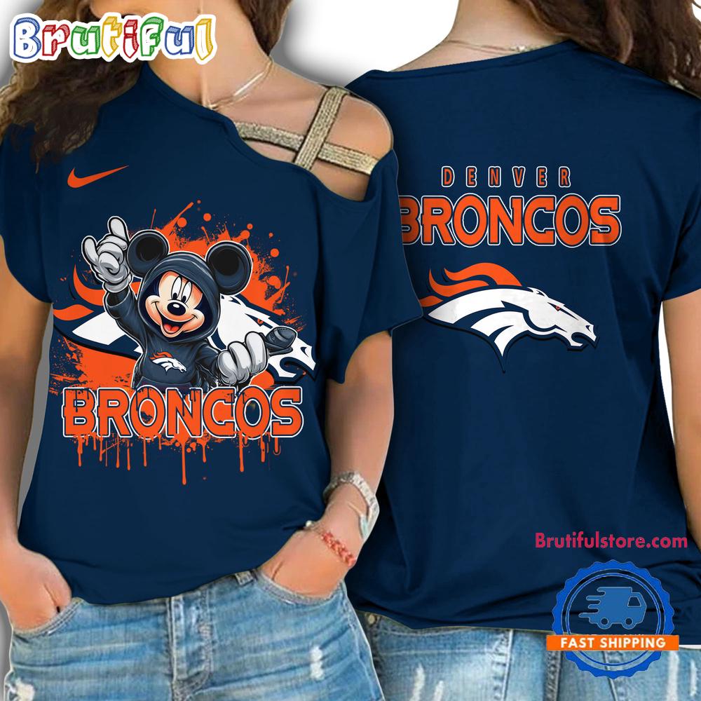 Sportswearmerch Denver Broncos NFL Mickey Mouse Strapless Sleeve Short For Fan