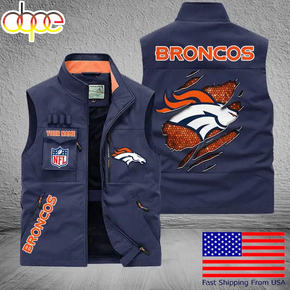 Sportswearmerch Denver Broncos NFL On Back Personalized Pocket Vest For Fan