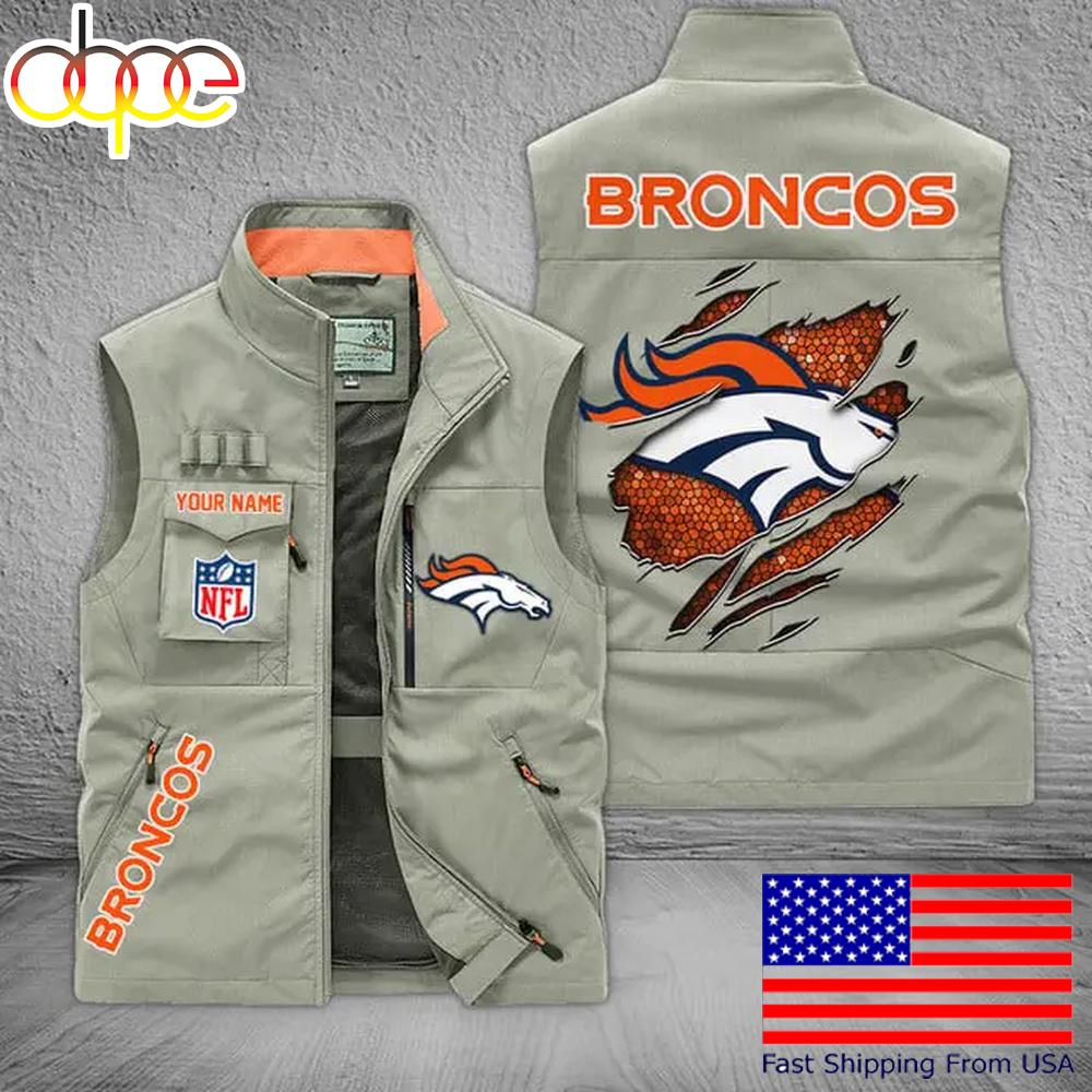 Sportswearmerch Denver Broncos NFL On Back Personalized Pocket Vest For Fan