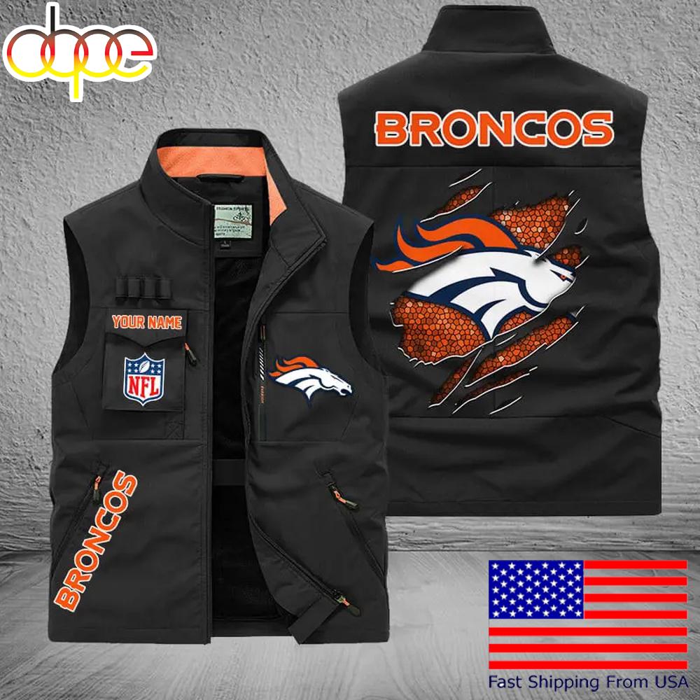 Sportswearmerch Denver Broncos NFL On Back Personalized Pocket Vest For Fan