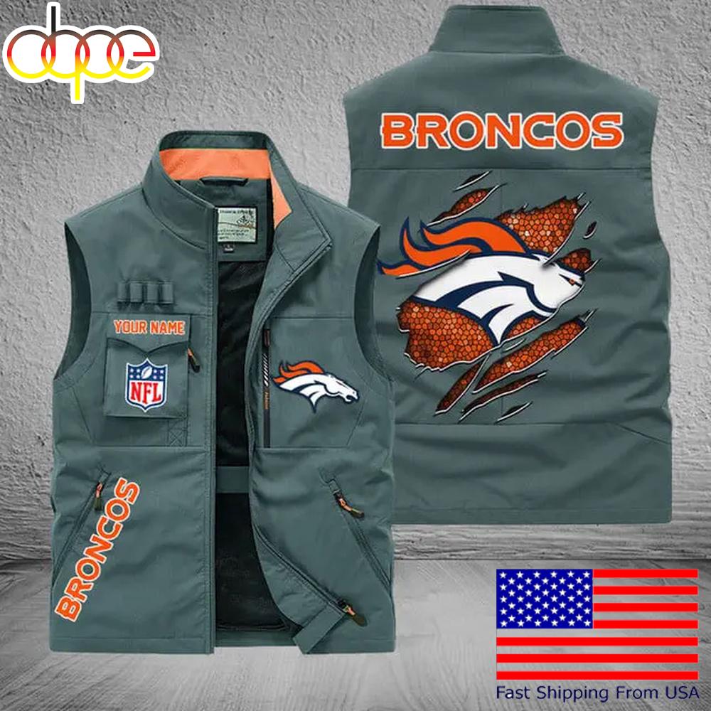 Sportswearmerch Denver Broncos NFL On Back Personalized Pocket Vest For Fan