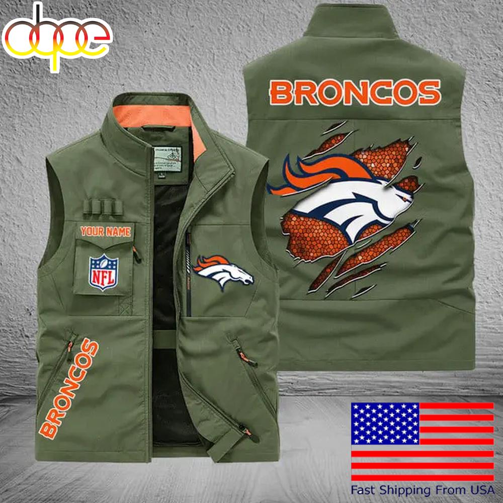 Sportswearmerch Denver Broncos NFL On Back Personalized Pocket Vest For Fan
