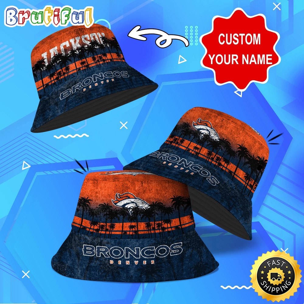 Sportswearmerch Denver Broncos NFL Palm Tree Personalized Bucket Hat For Fan
