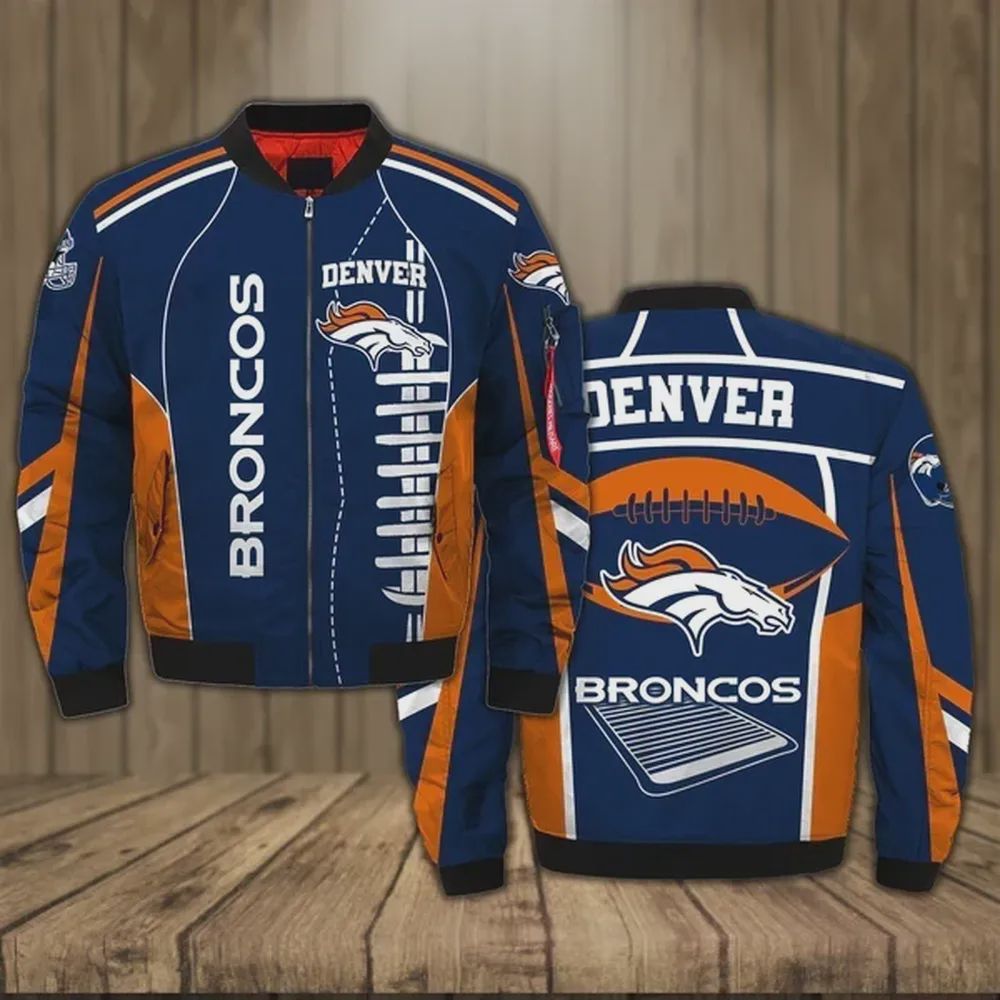 Sportswearmerch Denver Broncos NFL Pattern Bomber Jacket For Fan