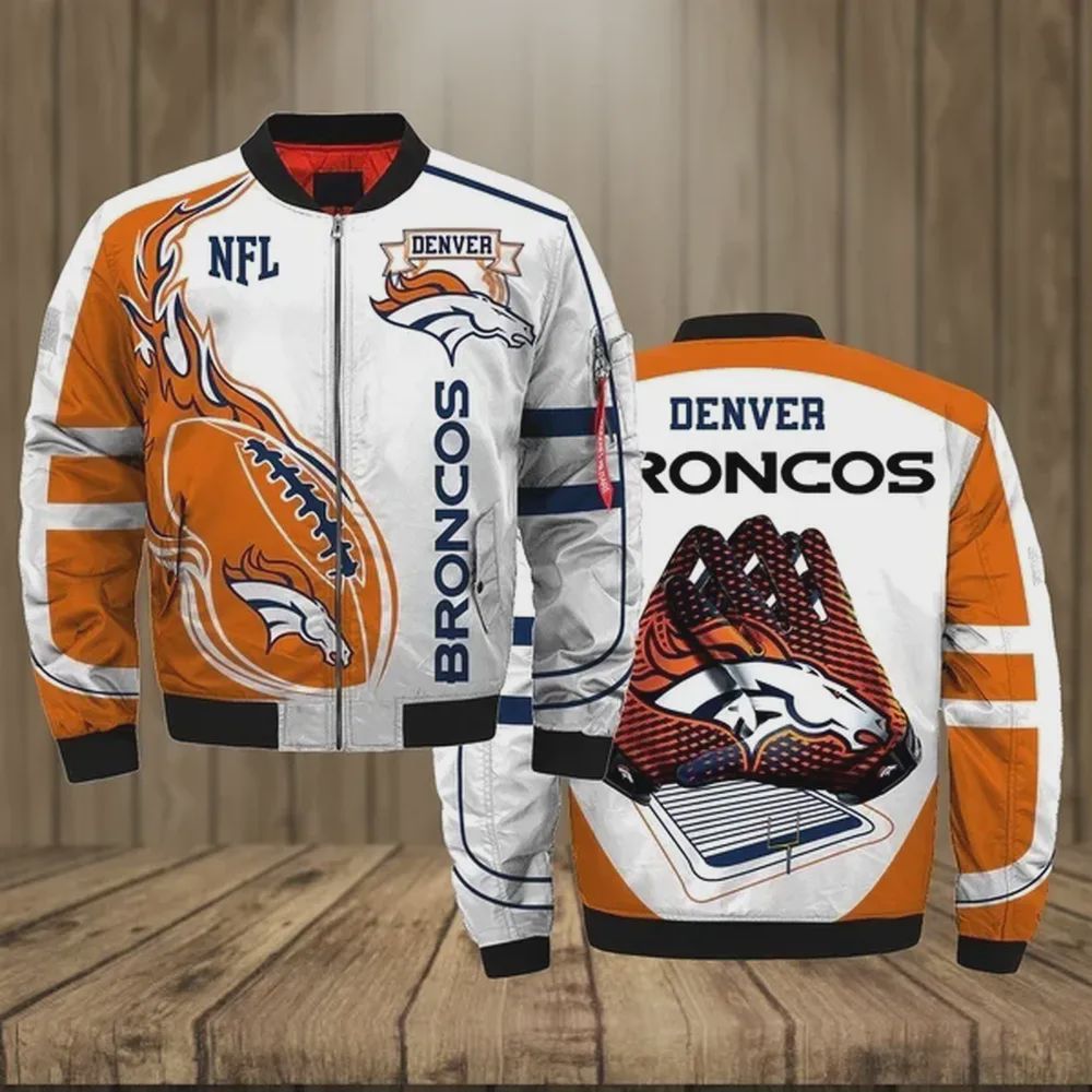 Sportswearmerch Denver Broncos NFL Pattern Bomber Jacket For Fan