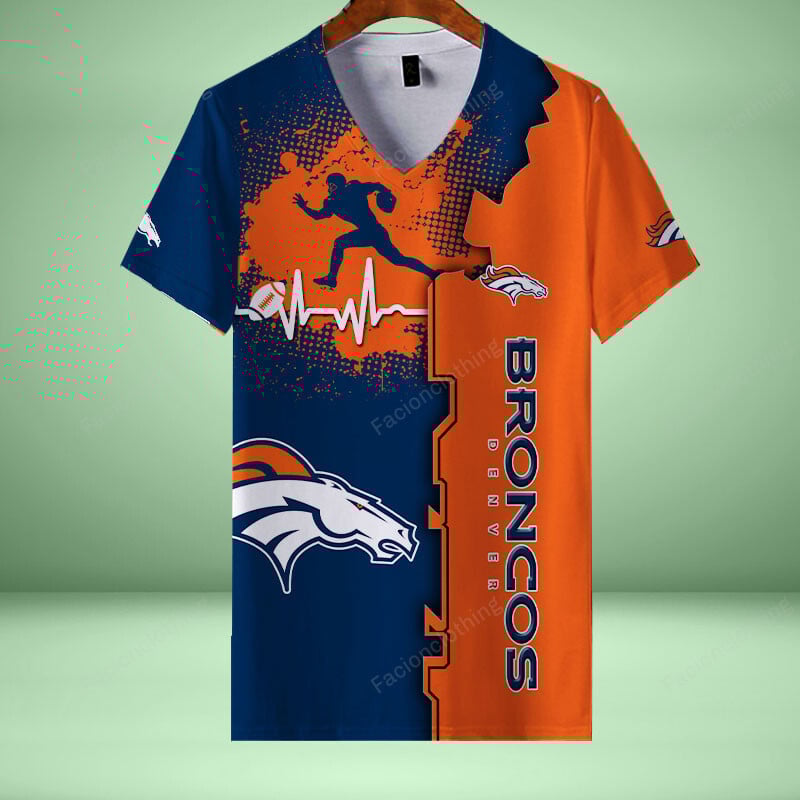 Sportswearmerch Denver Broncos NFL Personalized V-neck Women T-shirt For Fan