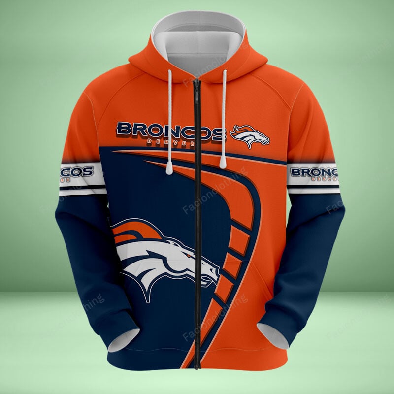 Sportswearmerch Denver Broncos NFL Personalized Zip Hoodie For Fan