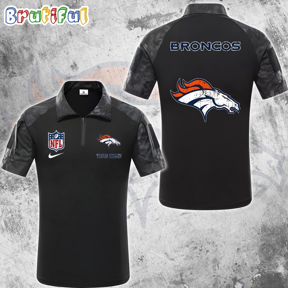 Sportswearmerch Denver Broncos NFL Personalized Zip Polo Shirt For Fan