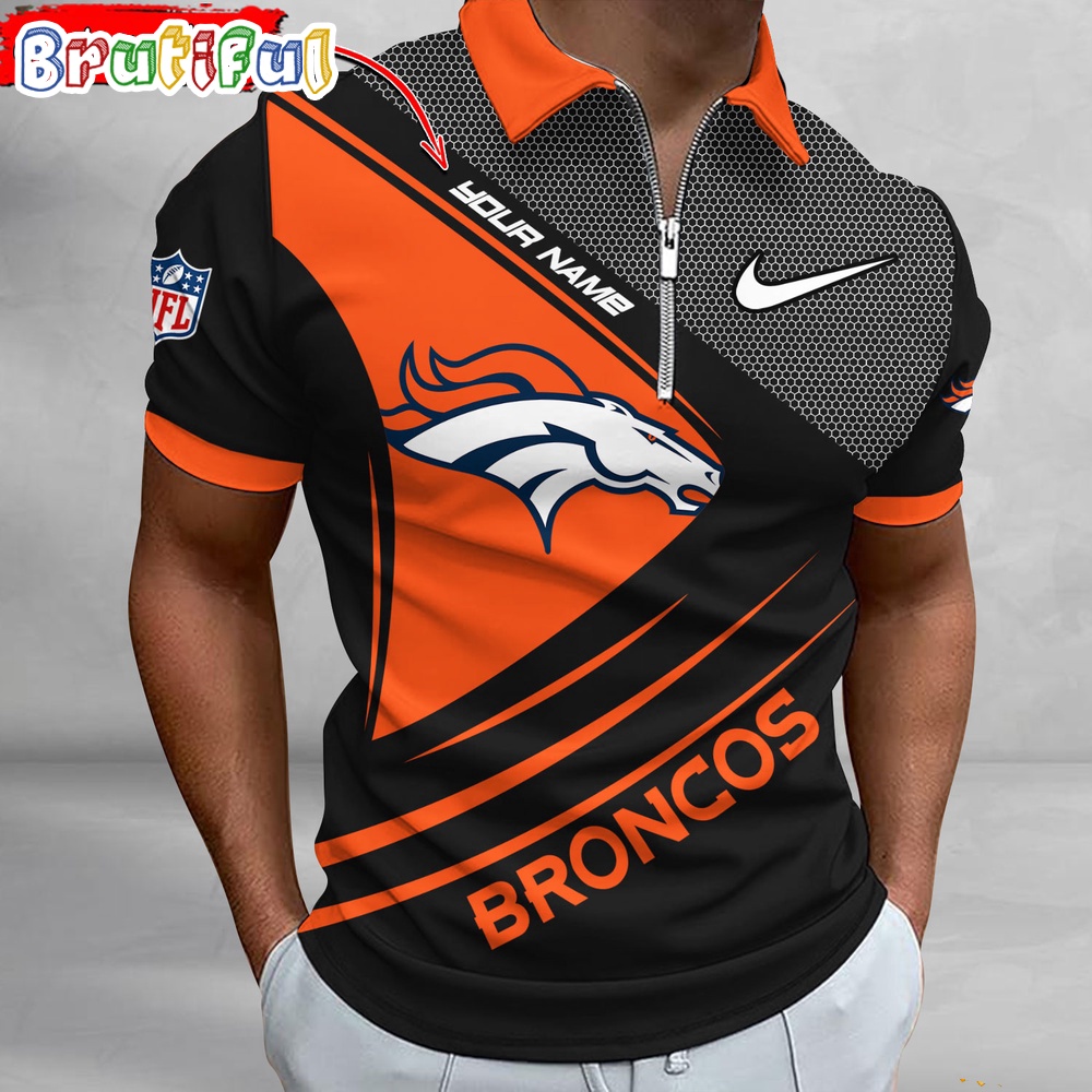 Sportswearmerch Denver Broncos NFL Personalized Zip Polo Shirt For Fan