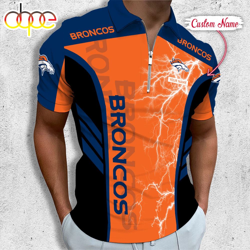 Sportswearmerch Denver Broncos NFL Personalized Zip Polo Shirt For Fan