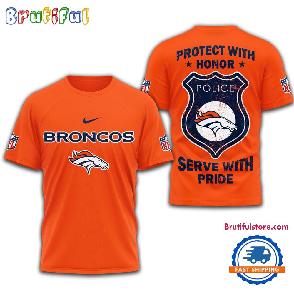 Sportswearmerch Denver Broncos NFL Protech With Honor Police Serve T-Shirt For Fan