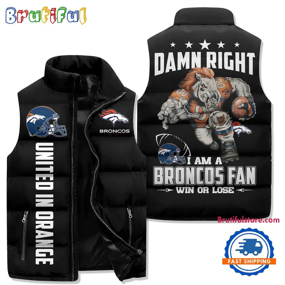 Sportswearmerch Denver Broncos NFL Sleeveless Puffer Jacket For Fan