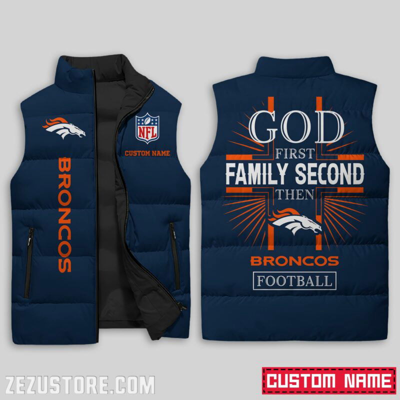 Sportswearmerch Denver Broncos NFL Sleeveless Puffer Jacket For Fans