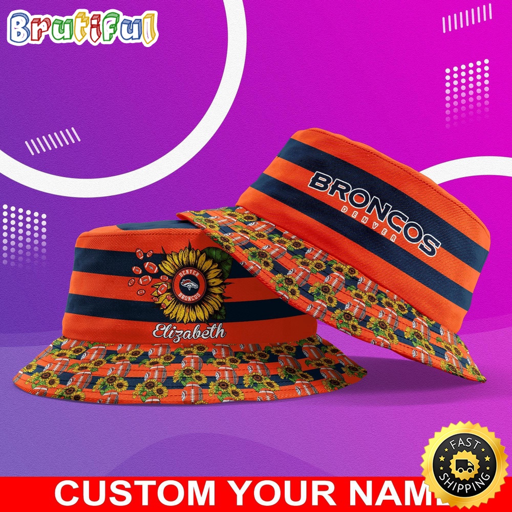 Sportswearmerch Denver Broncos NFL Sunflower Personalized Bucket Hat For Fan