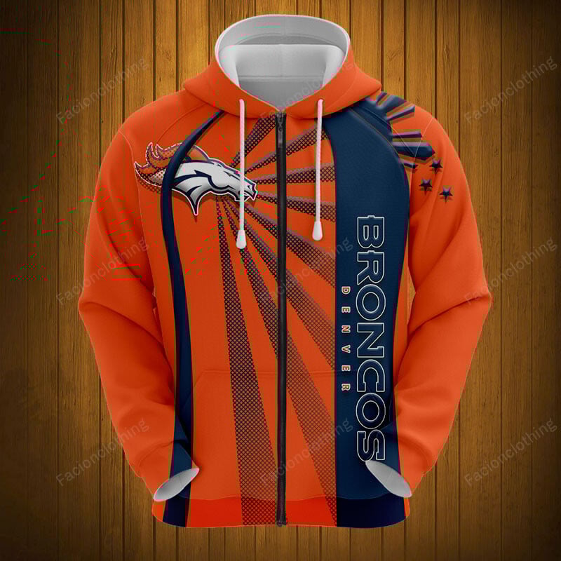 Sportswearmerch Denver Broncos NFL Zip Hoodie Personalized For Fan