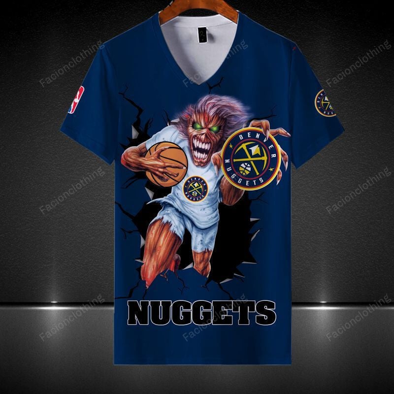 Sportswearmerch Denver Nuggets NBA Personalized V-neck Women T-shirt For Fan