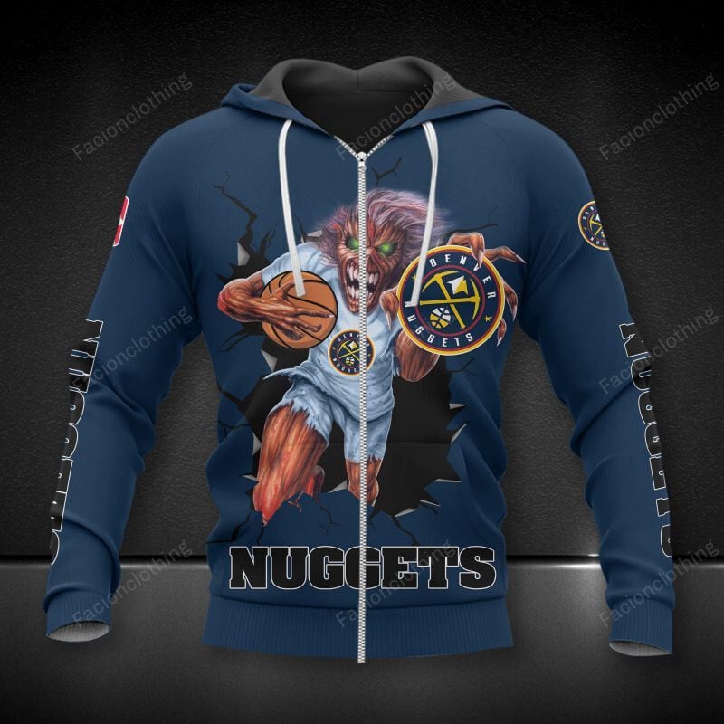 Sportswearmerch Denver Nuggets NBA Personalized Zip Hoodie For Fan
