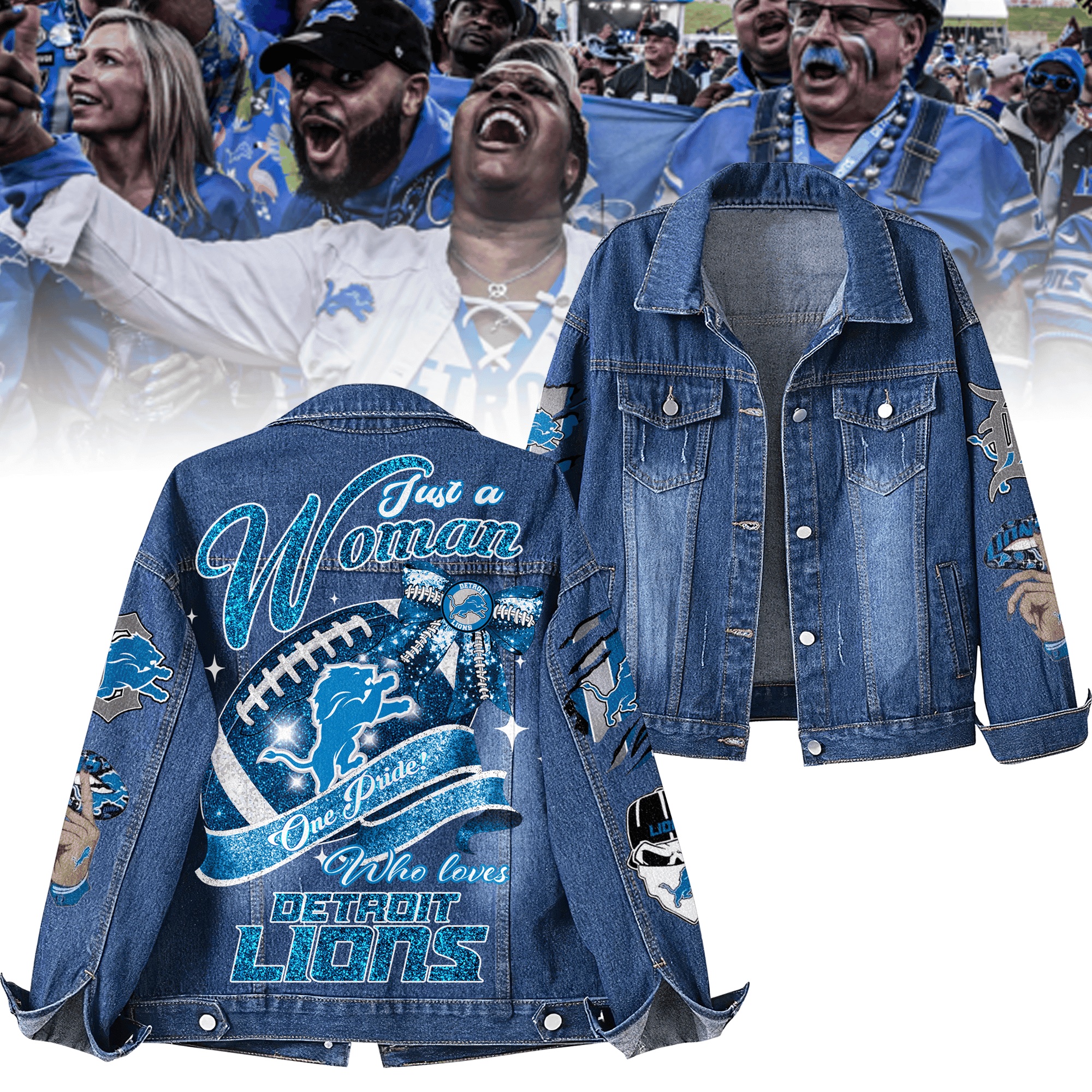 Sportswearmerch Detroit Lions Denim Jacket Gift For Fans