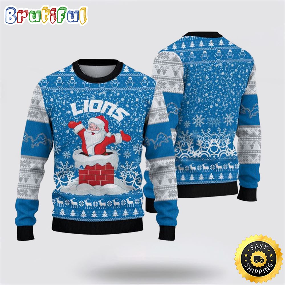 Sportswearmerch Detroit Lions NFL And Santa Claus Christmas Sweater For Fan