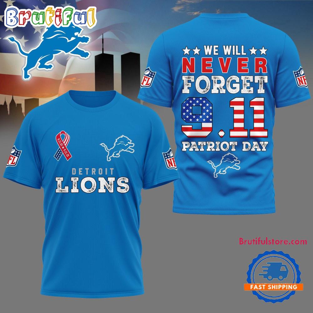 Sportswearmerch Detroit Lions NFL And We Will Never Forget 9 11 Patriot Day T-Shirt For Fan