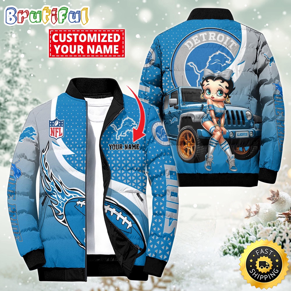 Sportswearmerch Detroit Lions NFL Betty Boop Puffer Jacket For Fan