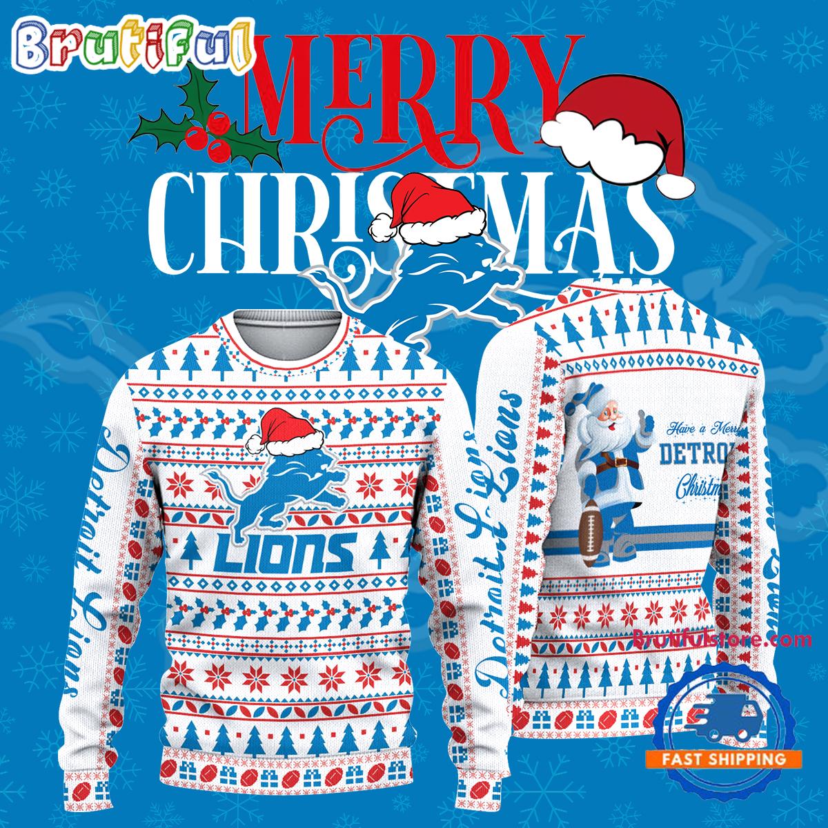 Sportswearmerch Detroit Lions NFL Christmas x Bobble Hat Sweater For Fan