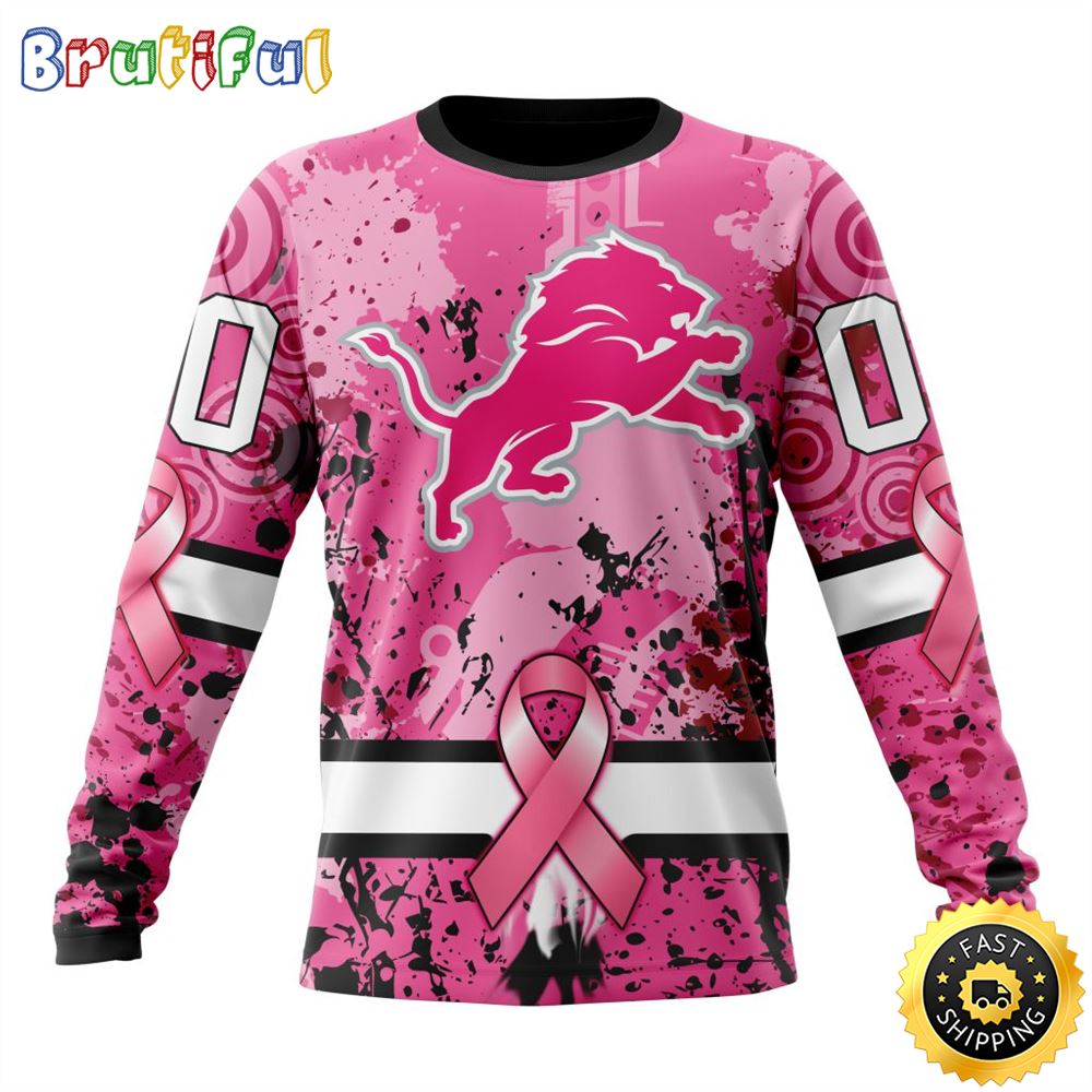 Sportswearmerch Detroit Lions NFL Crewneck Breast Cancer Personalized Sweater For Fan