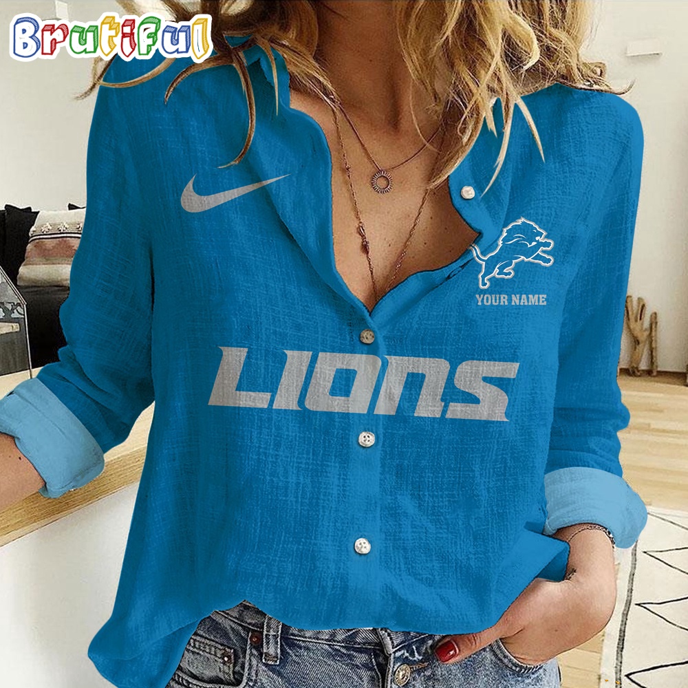 Sportswearmerch Detroit Lions NFL Custom Women's Casual Shirt For Fan