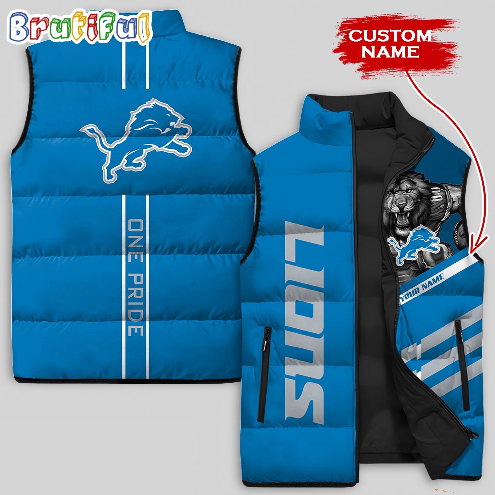 Sportswearmerch Detroit Lions NFL Damn Right Sleeveless Down Puffer Jacket For Fan