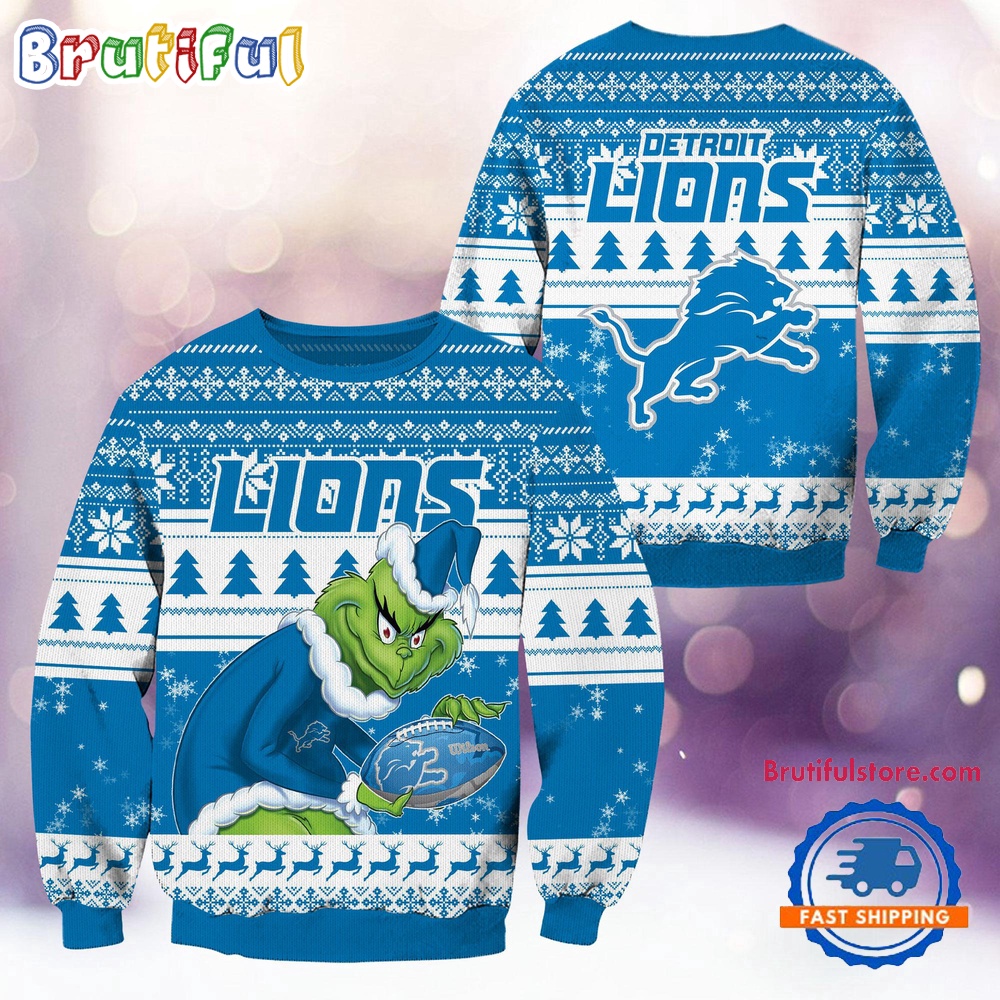 Sportswearmerch Detroit Lions NFL Football Grinch Christmas Sweater For Fan
