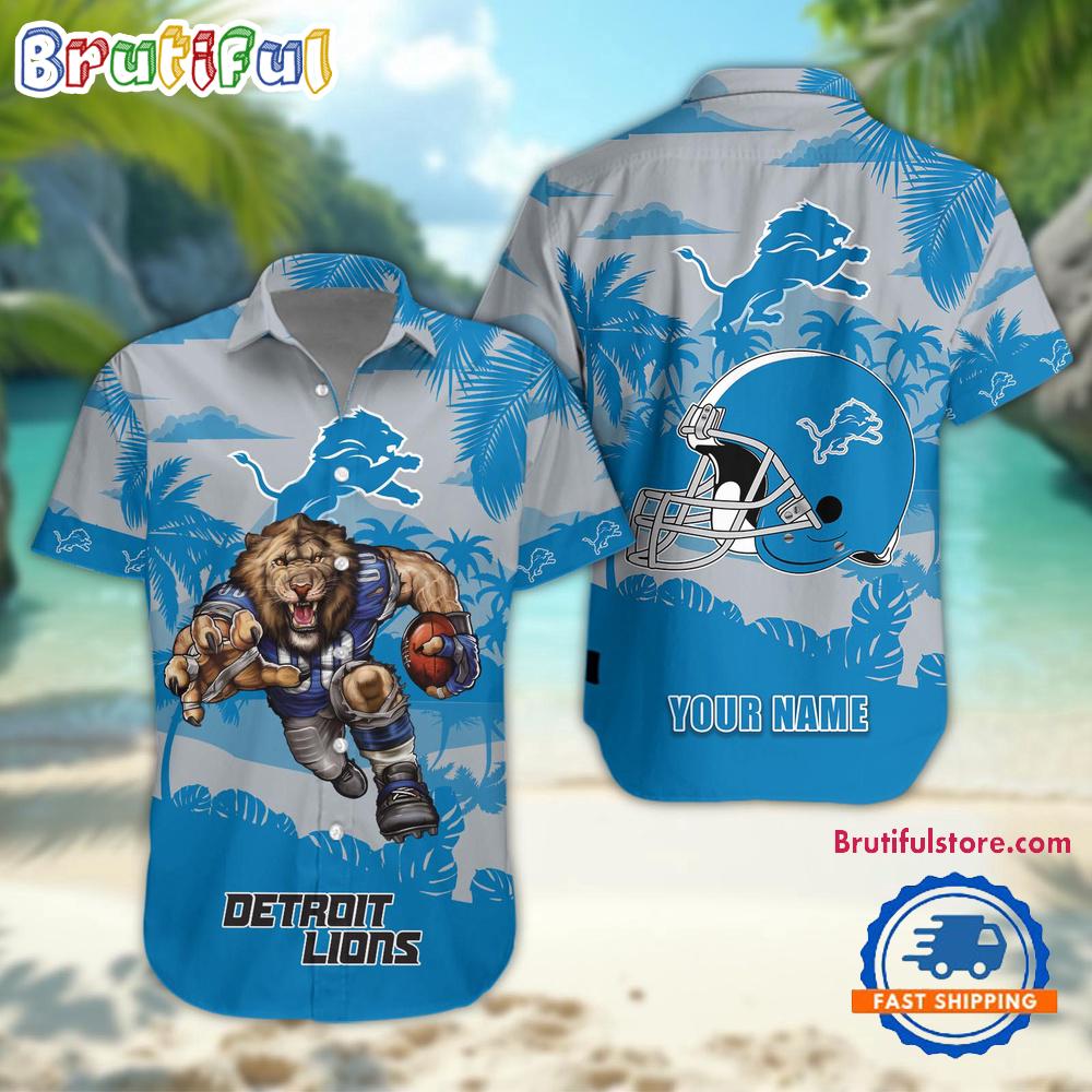 Sportswearmerch Detroit Lions NFL Football Mascot Summer Personalized Hawaiian Shirt For Fan