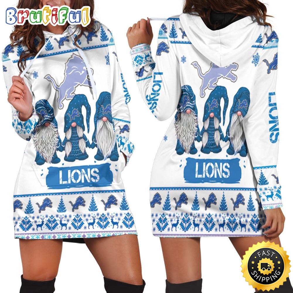 Sportswearmerch Detroit Lions NFL Gnomes Hoodie Dress For Fan